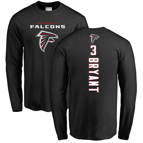 Atlanta Falcons Men Black Matt Bryant Backer NFL Football #3 Long Sleeve T Shirt->nfl t-shirts->Sports Accessory